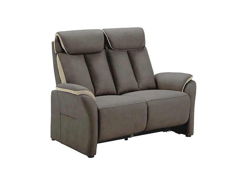 COIMBRA - Canapé Fixe 2 Places New Nobuck Gris Foncé et Beige