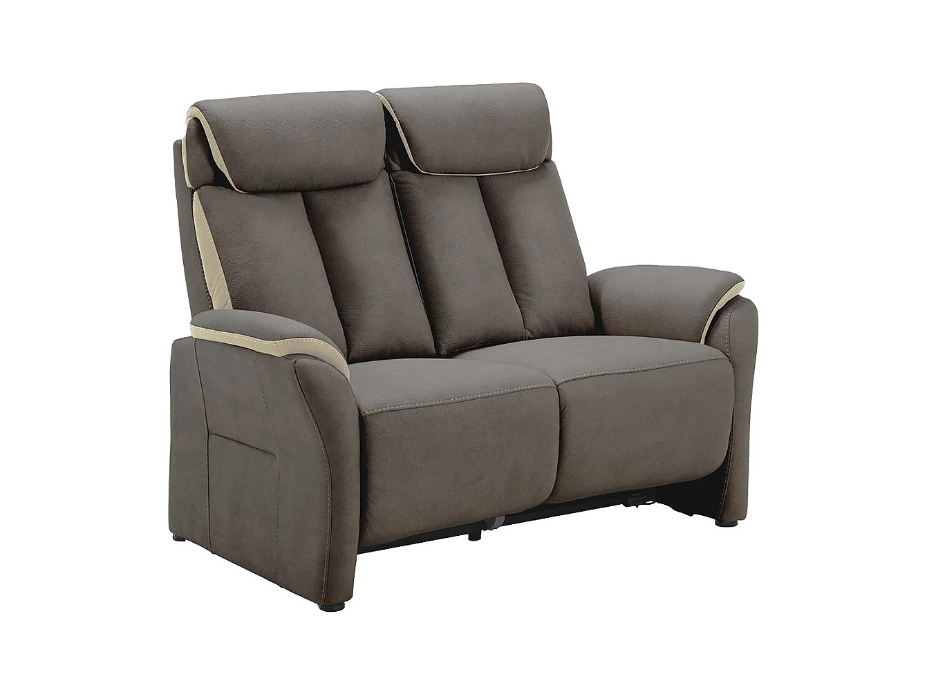 COIMBRA - Canapé Fixe 2 Places New Nobuck Gris Foncé et Beige