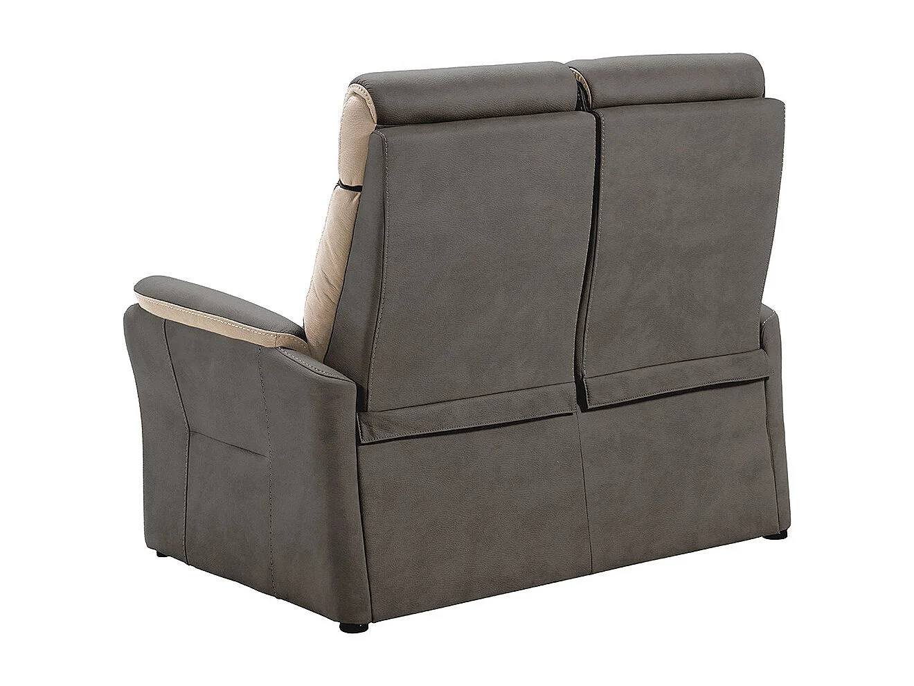 COIMBRA - Canapé Fixe 2 Places New Nobuck Gris Foncé et Beige