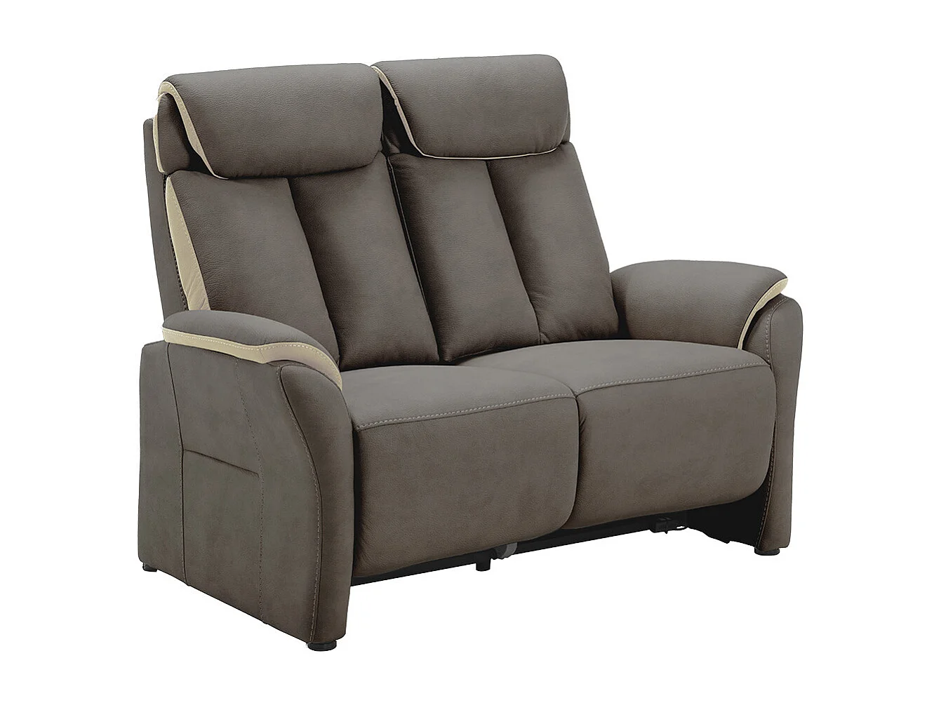 COIMBRA - Canapé Fixe 2 Places New Nobuck Gris Foncé et Beige