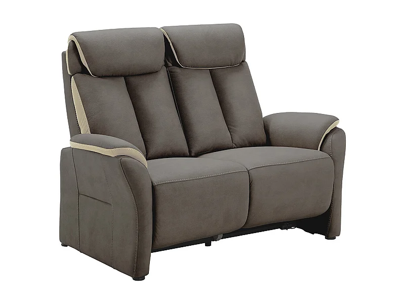 COIMBRA - Canapé Fixe 2 Places New Nobuck Gris Foncé et Beige