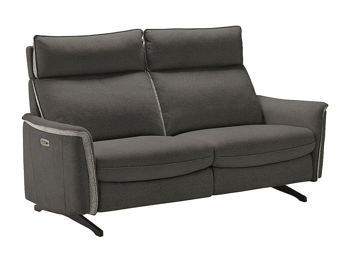 ALICANTE - Canapé 3 Places Electrique Tissu Gris Foncé Chiné 2 Tons