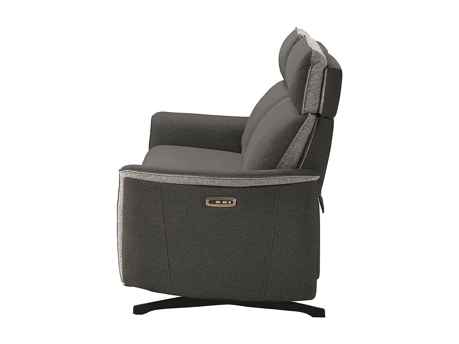 ALICANTE - Canapé 3 Places Electrique Tissu Gris Foncé Chiné 2 Tons