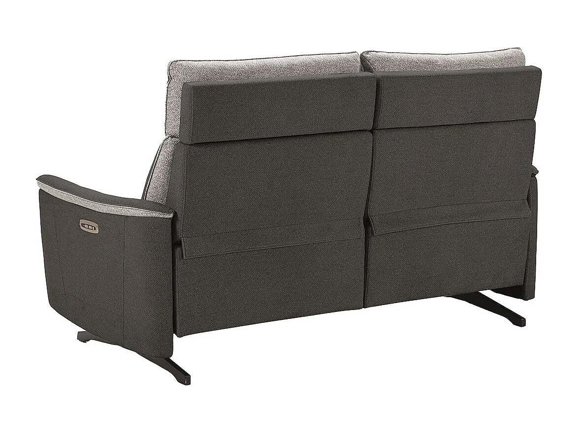 ALICANTE - Canapé 3 Places Electrique Tissu Gris Foncé Chiné 2 Tons