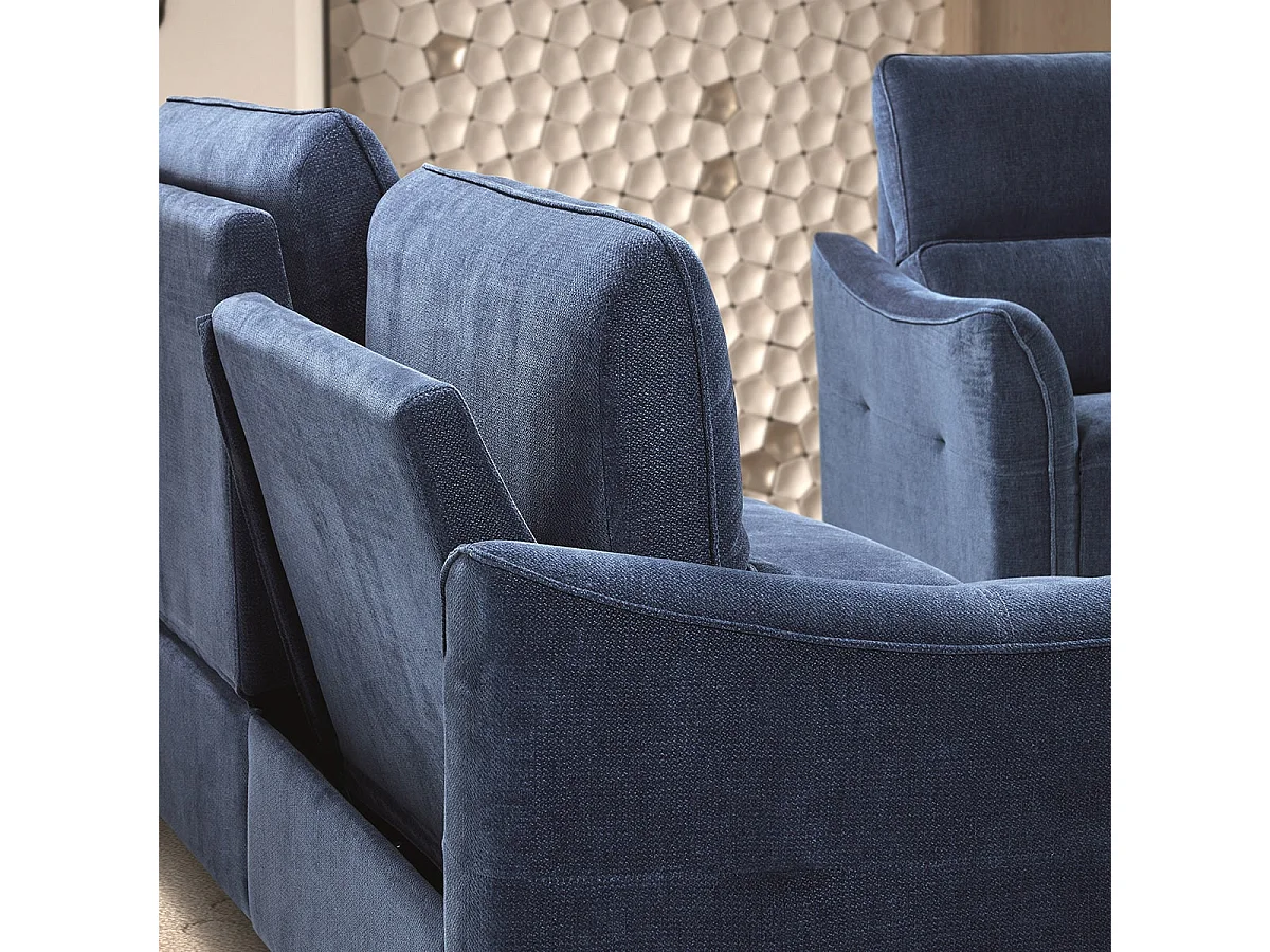 BURGOS - Canapé 3 Places Electrique Tissu Waterproof Bleu