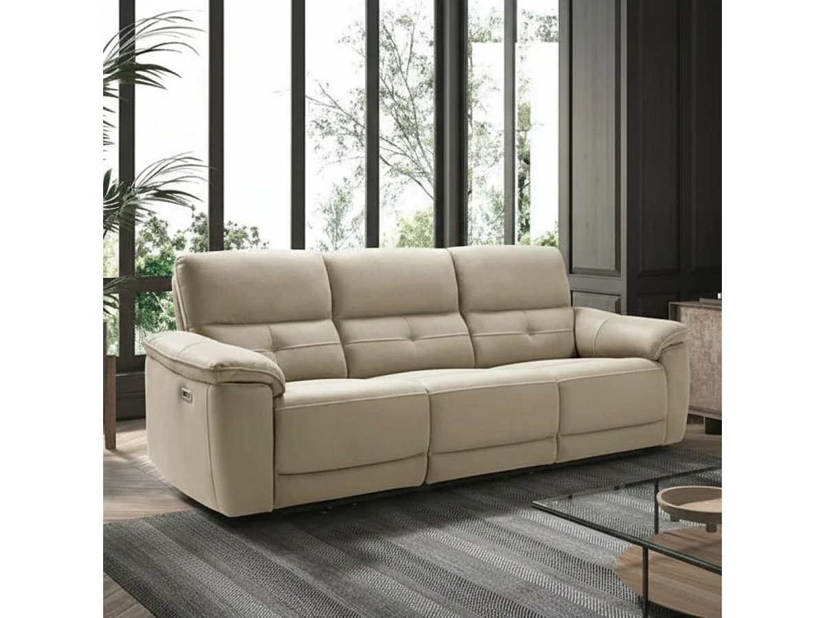 Canapé relax 4 places en microfibre beige ALMEIRIM