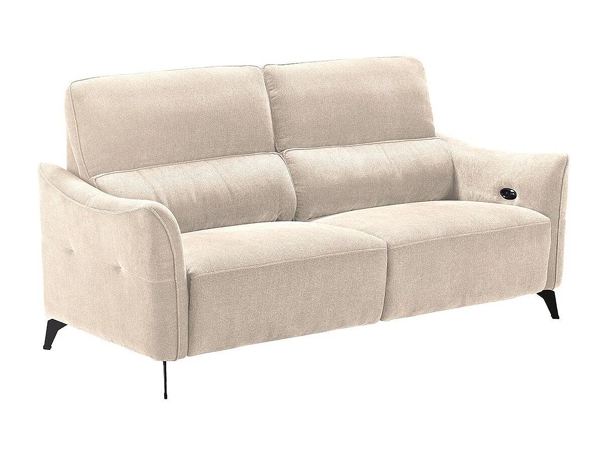 BURGOS - Canapé 3 Places Electrique Tissu Waterproof Beige