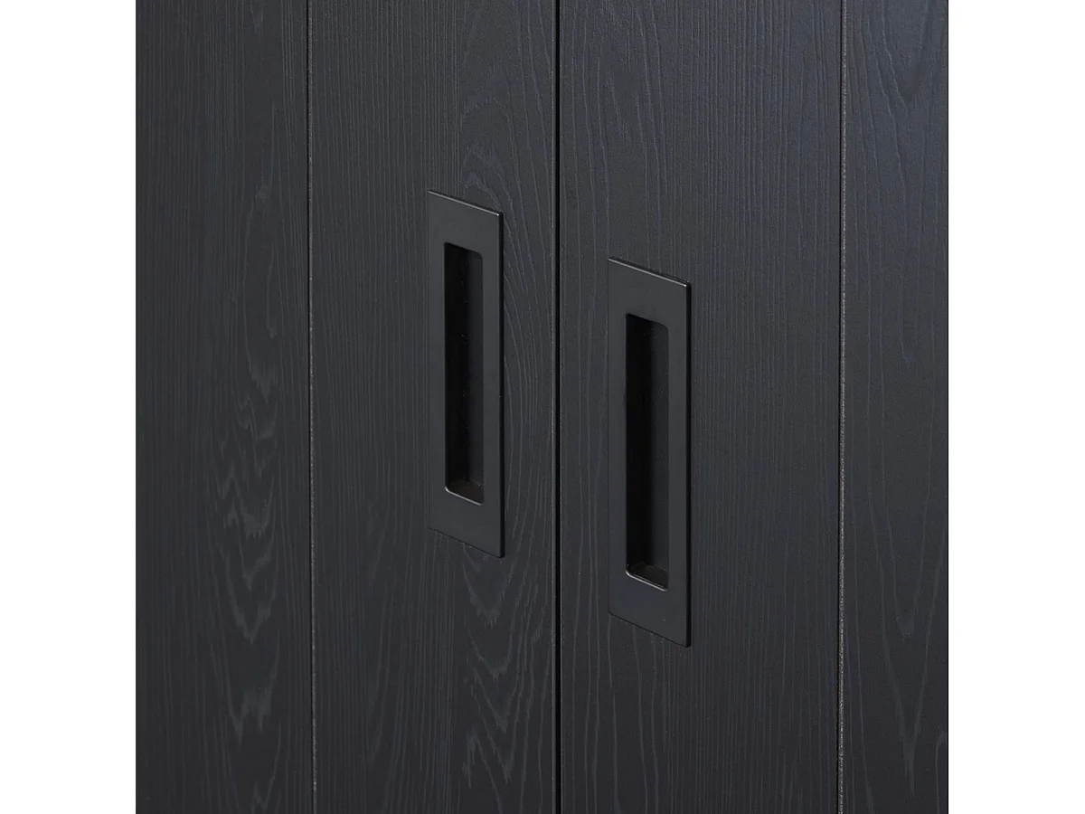 ALPHA - Vitrine 4 Portes Aspect Bois Noir avec Leds