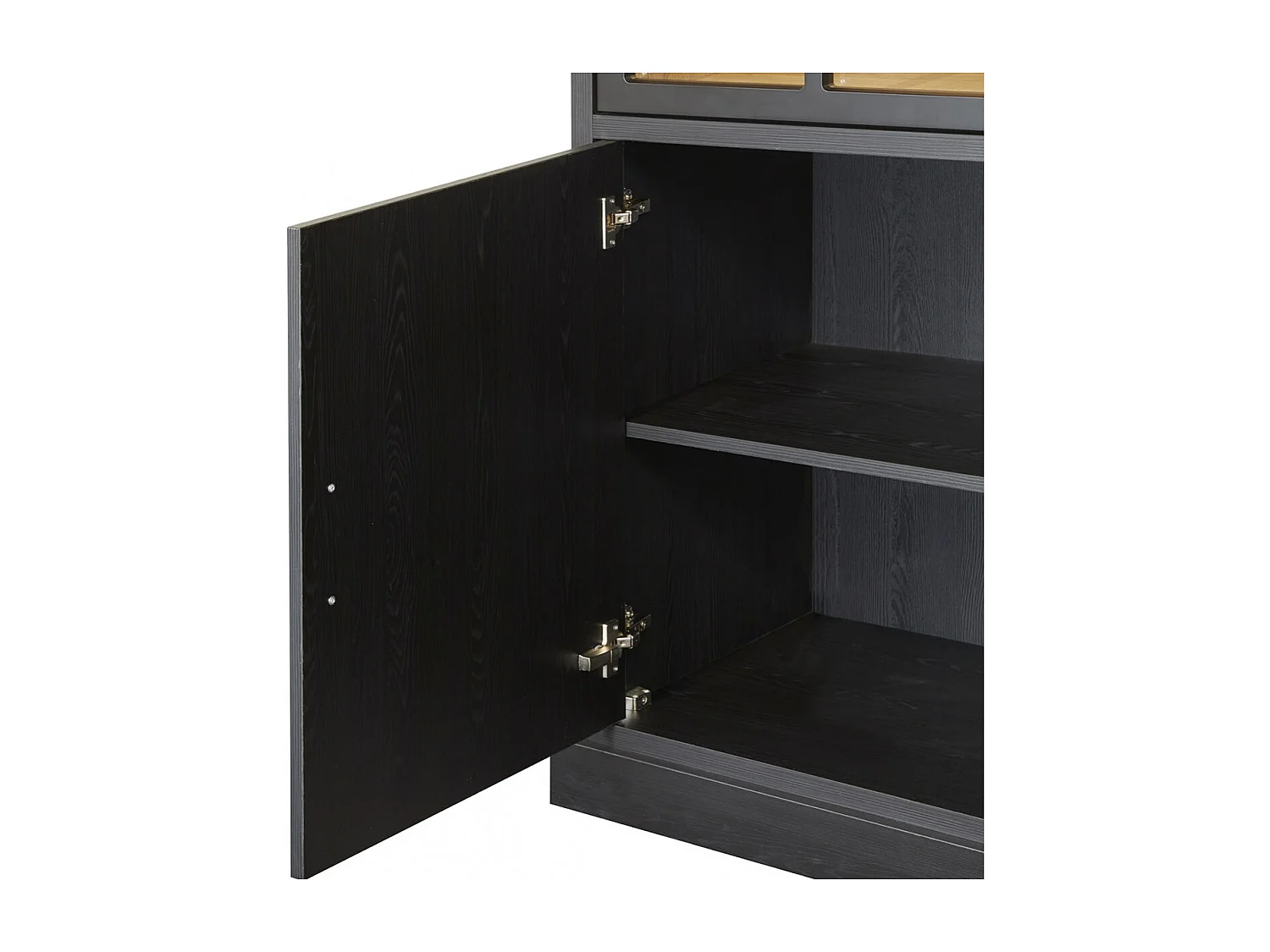 ALPHA - Vitrine 4 Portes Aspect Bois Noir avec Leds