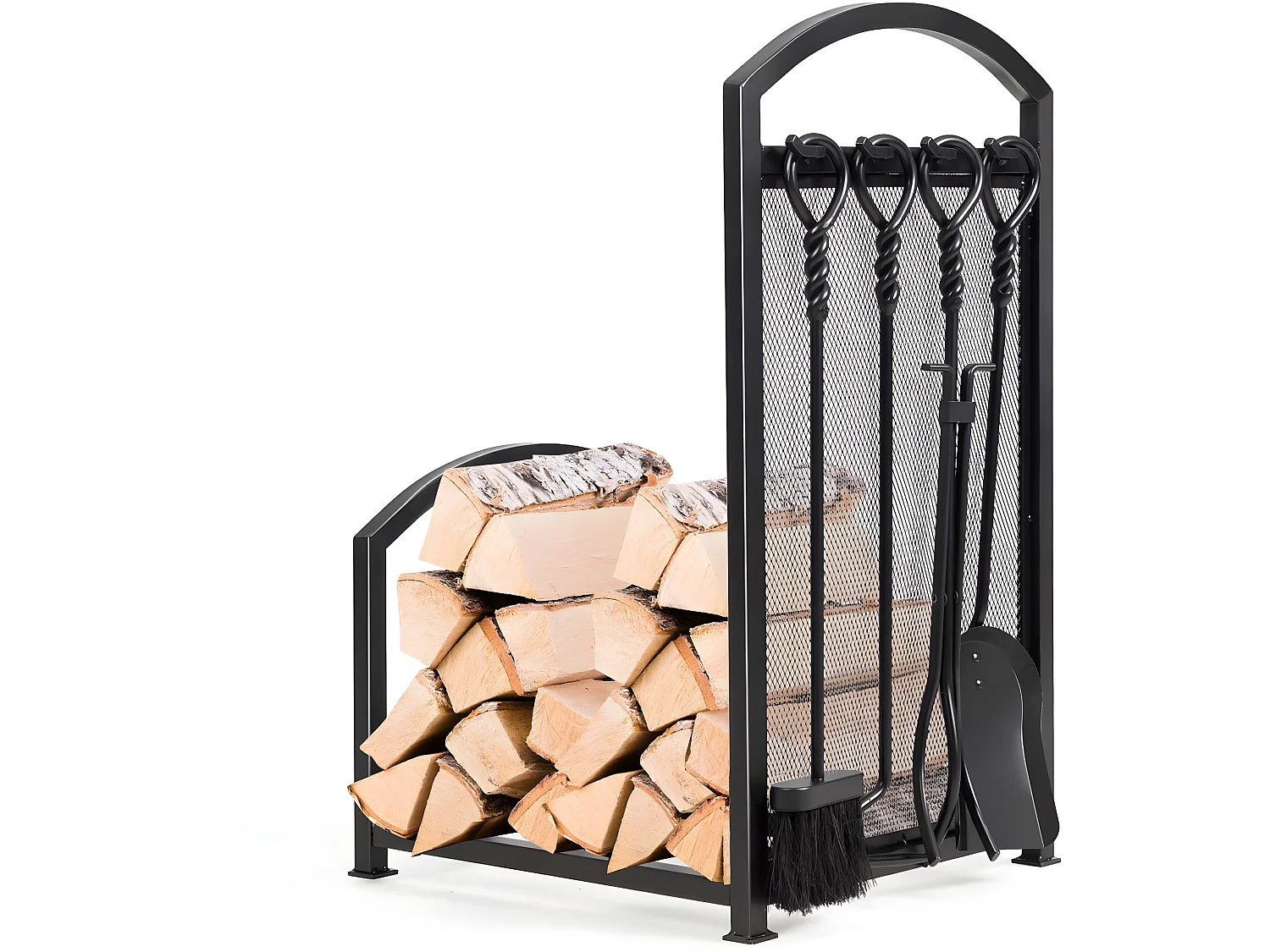 Kaminholzregal mit 4 Kaminwerkzeug