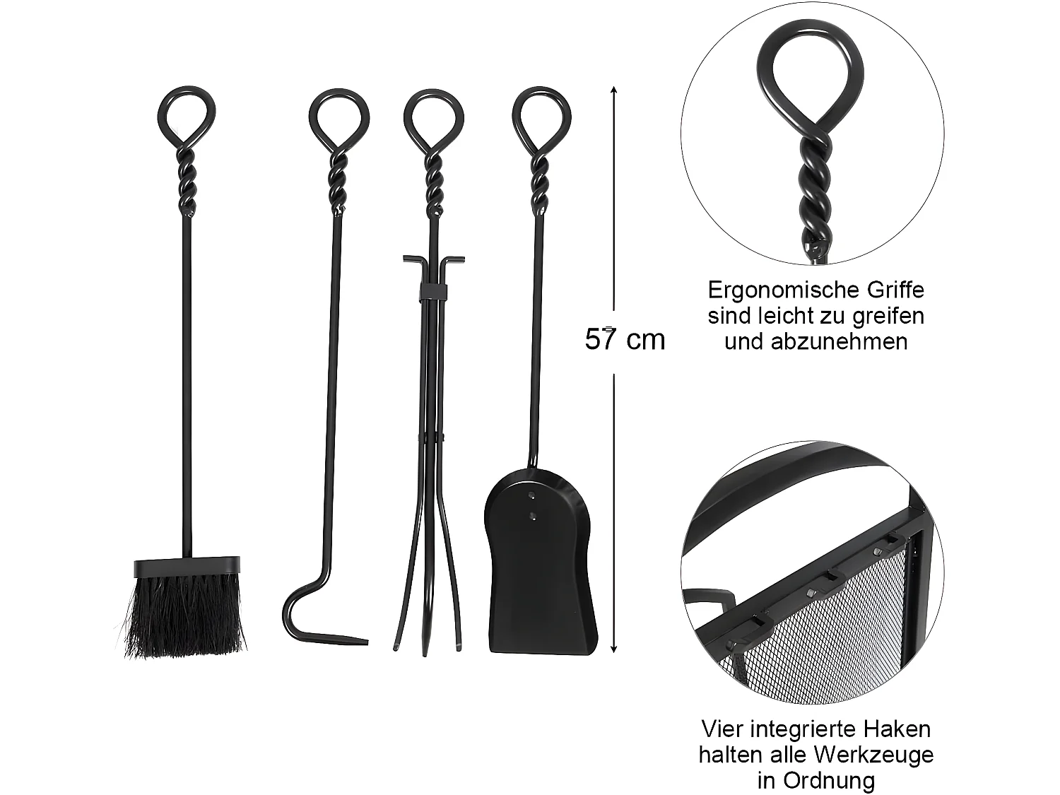 Kaminholzregal mit 4 Kaminwerkzeug