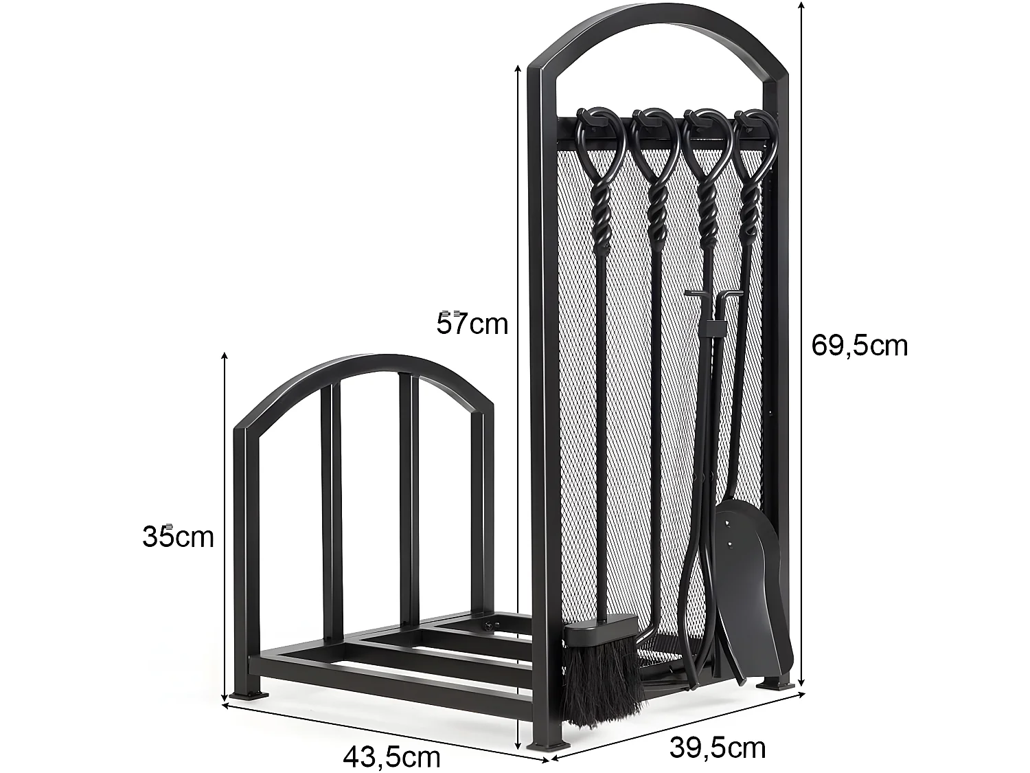 Kaminholzregal mit 4 Kaminwerkzeug