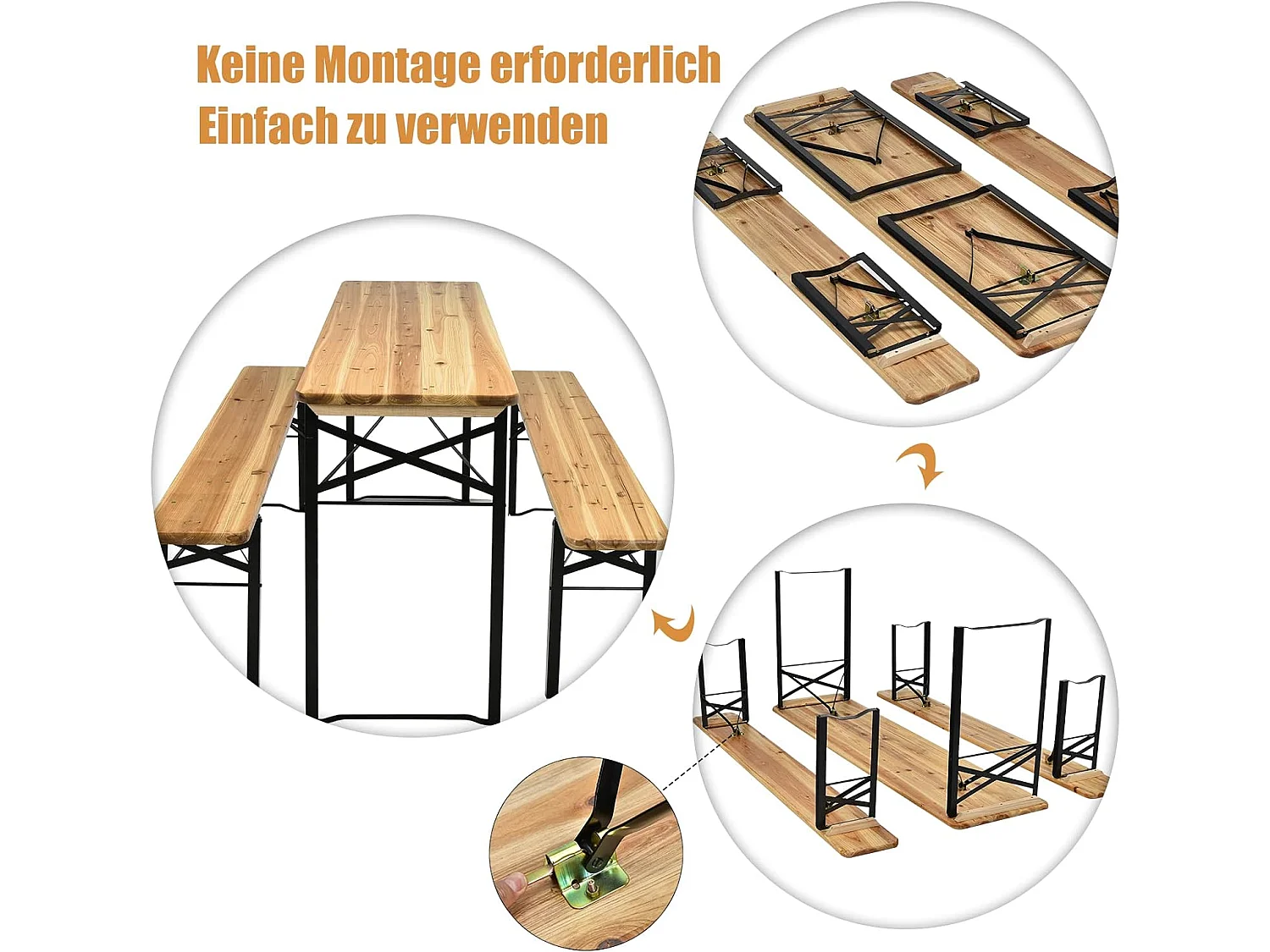 3tlg. Bierzeltgarnitur Metallrahmen