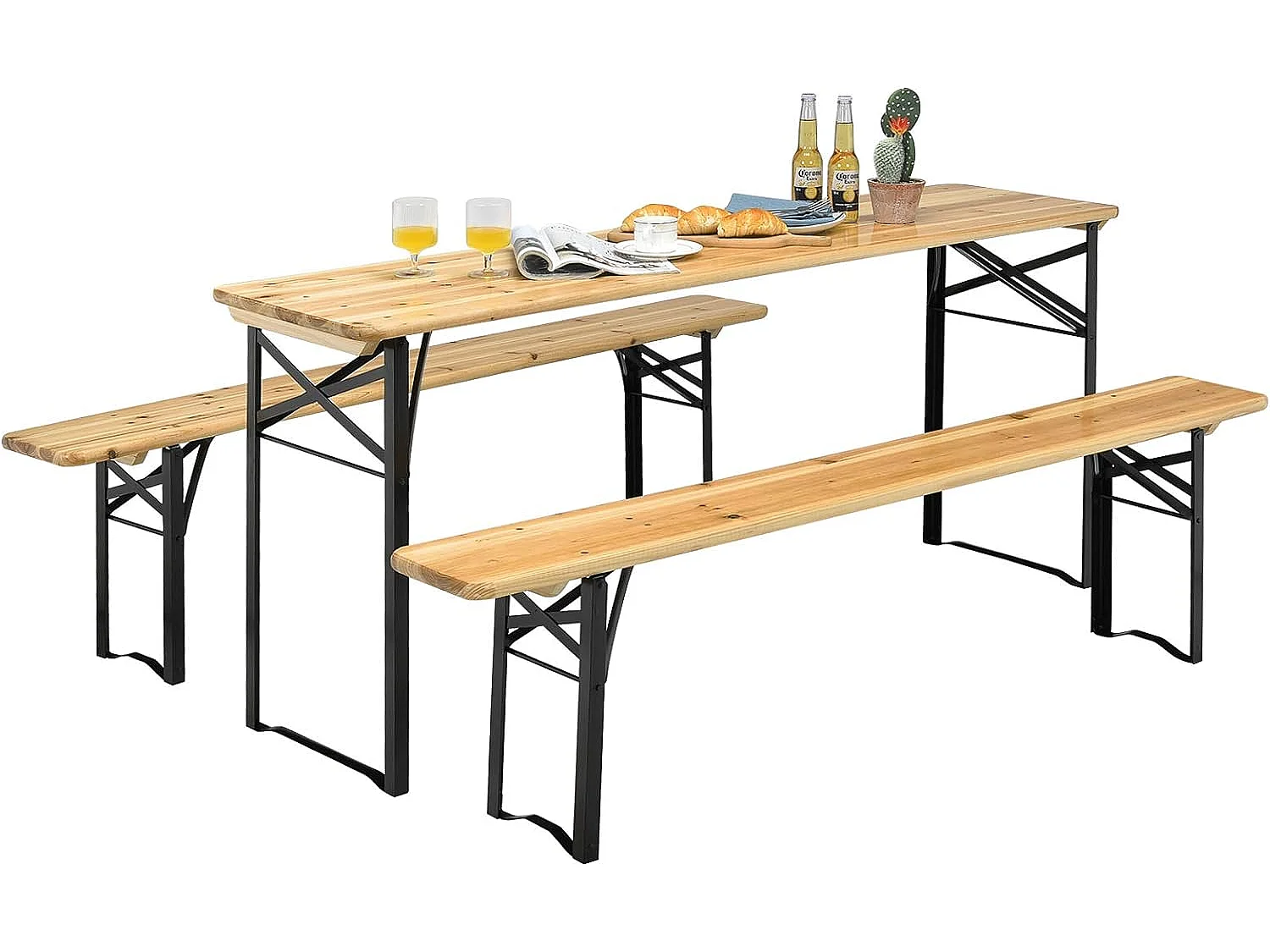 3tlg. Bierzeltgarnitur Metallrahmen