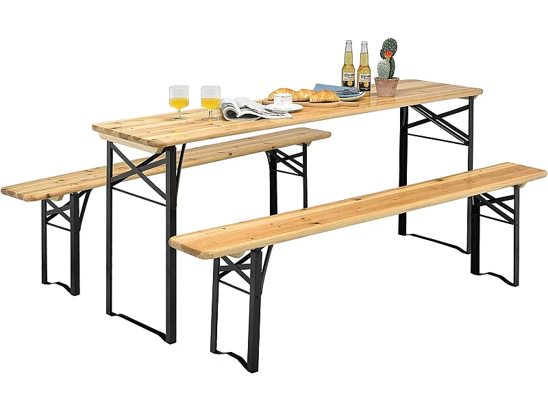 3tlg. Bierzeltgarnitur Metallrahmen