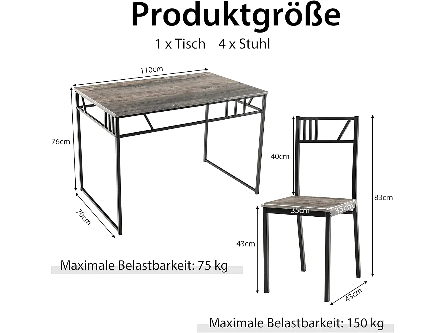 Essgruppe für 4 Personen(5-teilig)