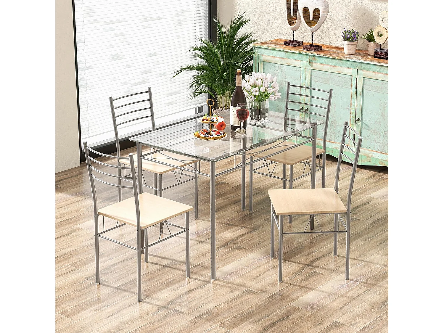 Essgruppe aus Glas (5 teilig)