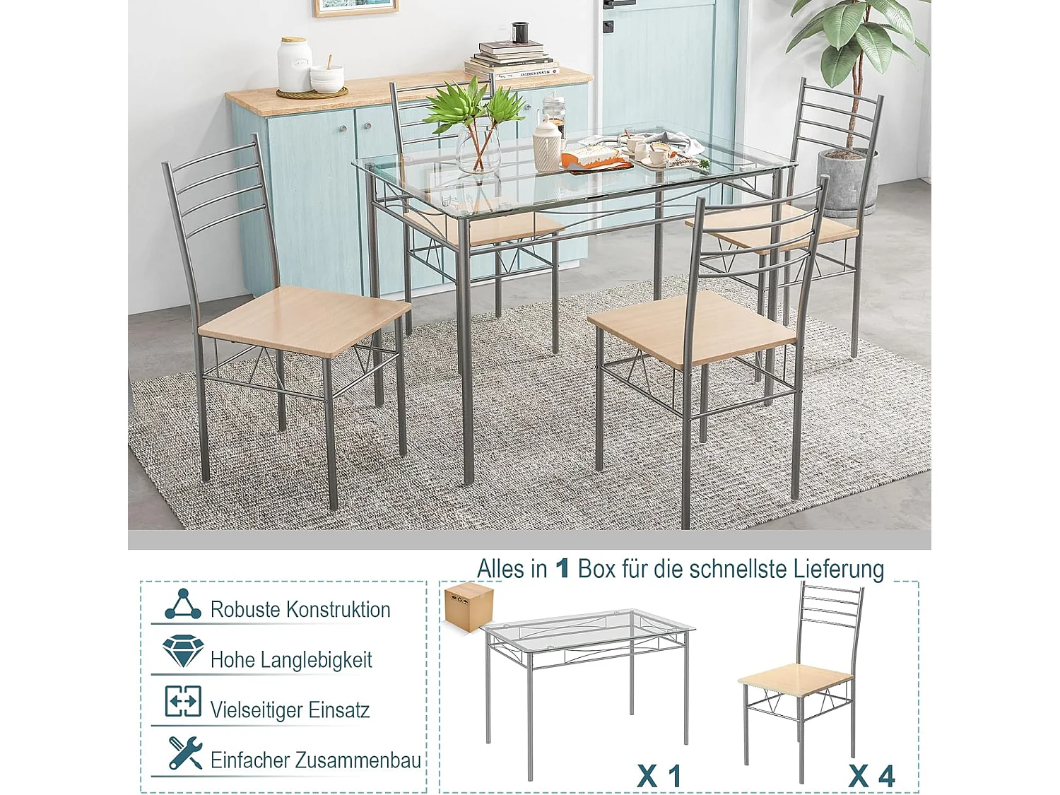 Essgruppe aus Glas (5 teilig)