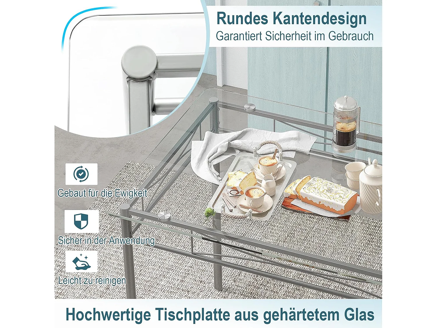 Essgruppe aus Glas (5 teilig)