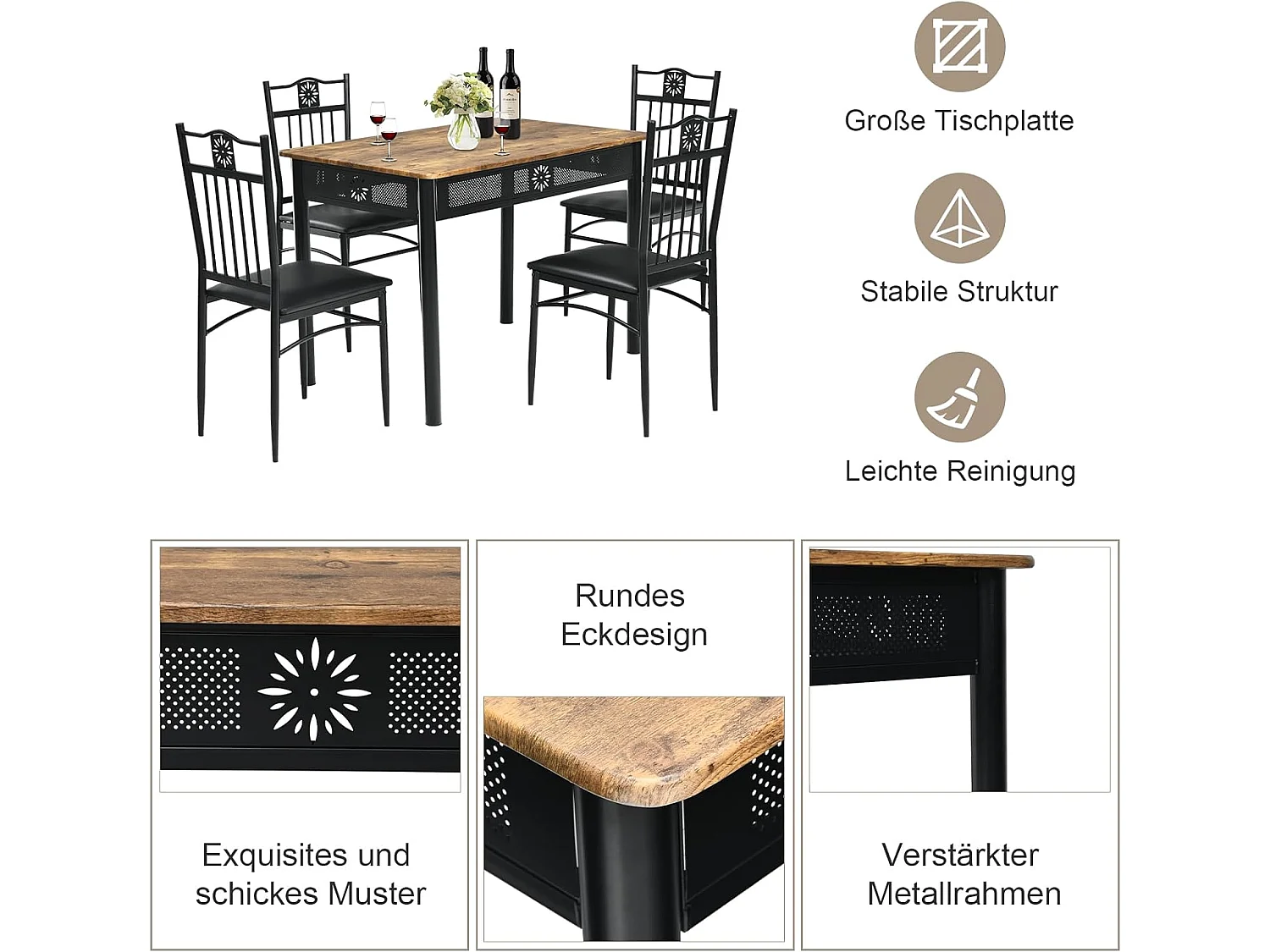 Esstisch-Set TI88498 (5 teilig)