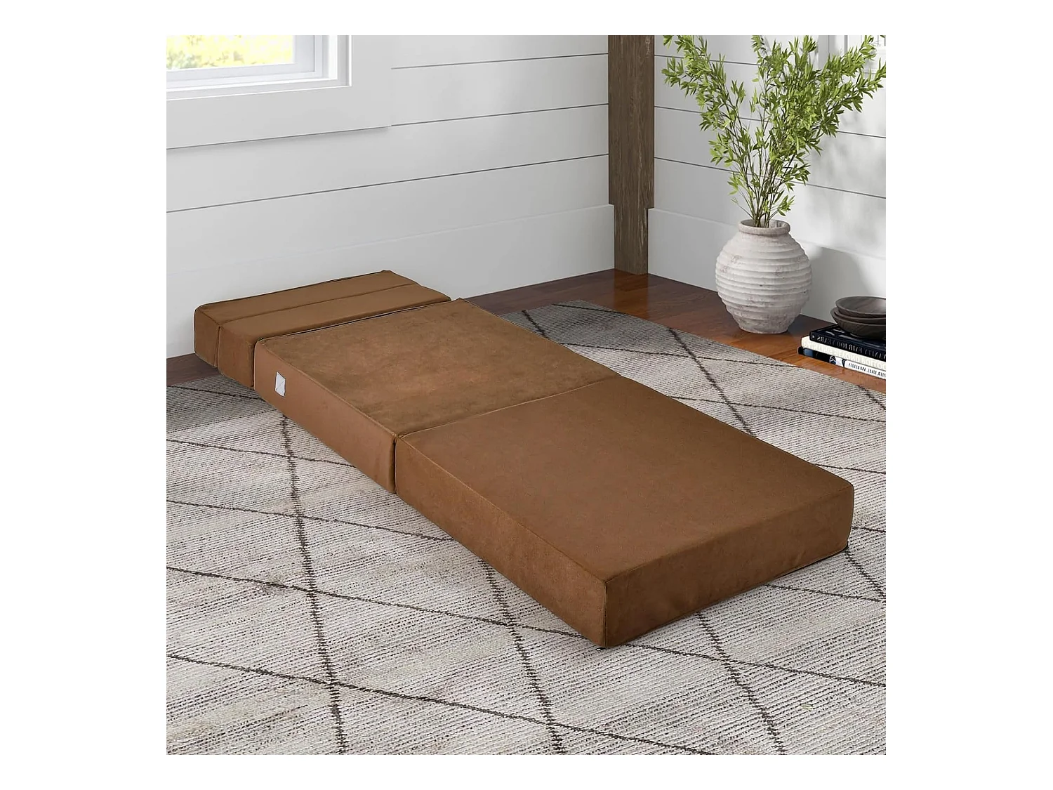 3 in 1 Klappbares Schlafsofa mit Waschbarem Bezug Extra Dick Schaumstoff (15cm) Braun