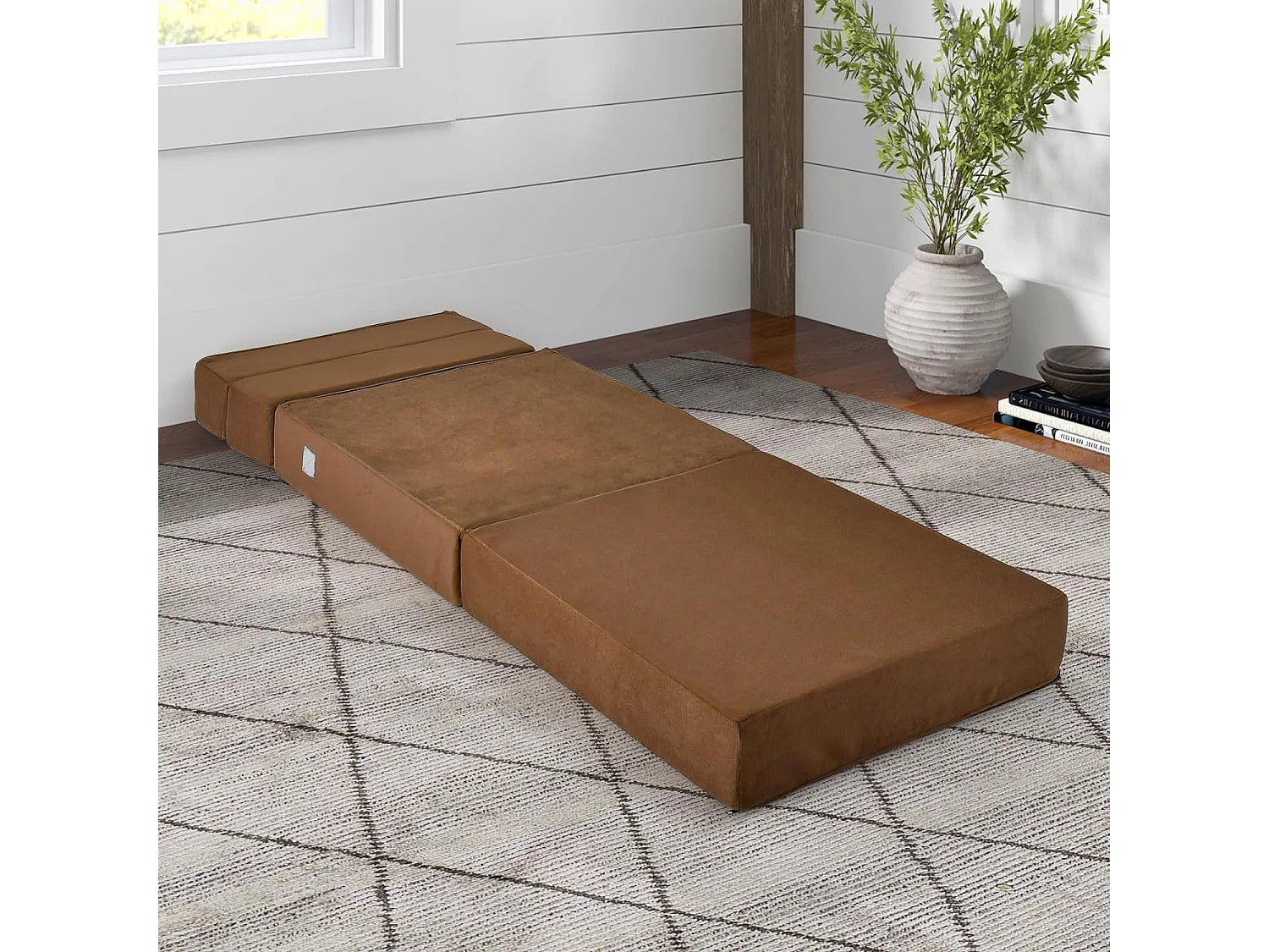 3 in 1 Klappbares Schlafsofa mit Waschbarem Bezug Extra Dick Schaumstoff (15cm) Braun