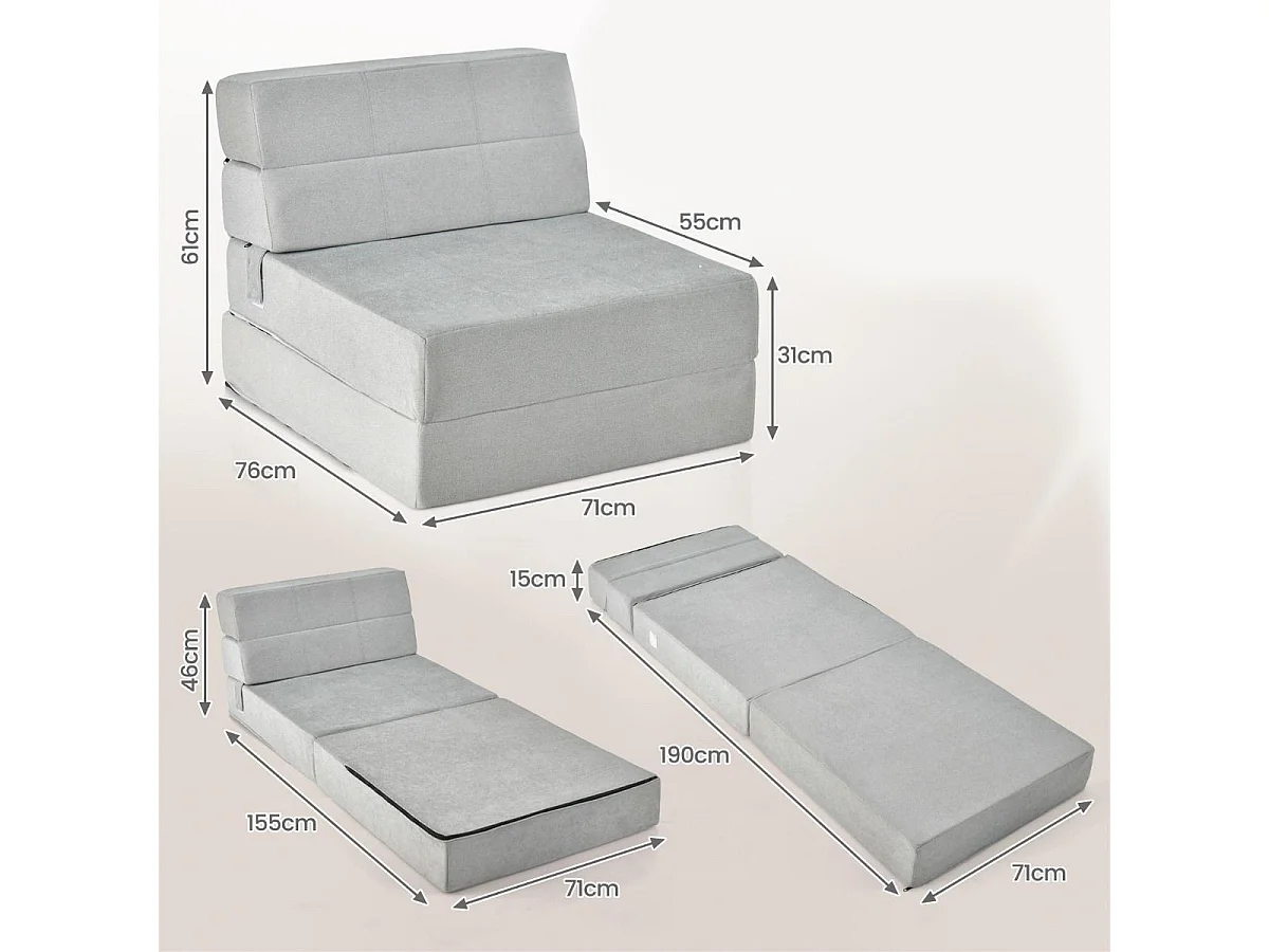 Ausziehsofa aus Schaumstoff, 3-in-1-Sofa, 71 x 76 x 61 cm