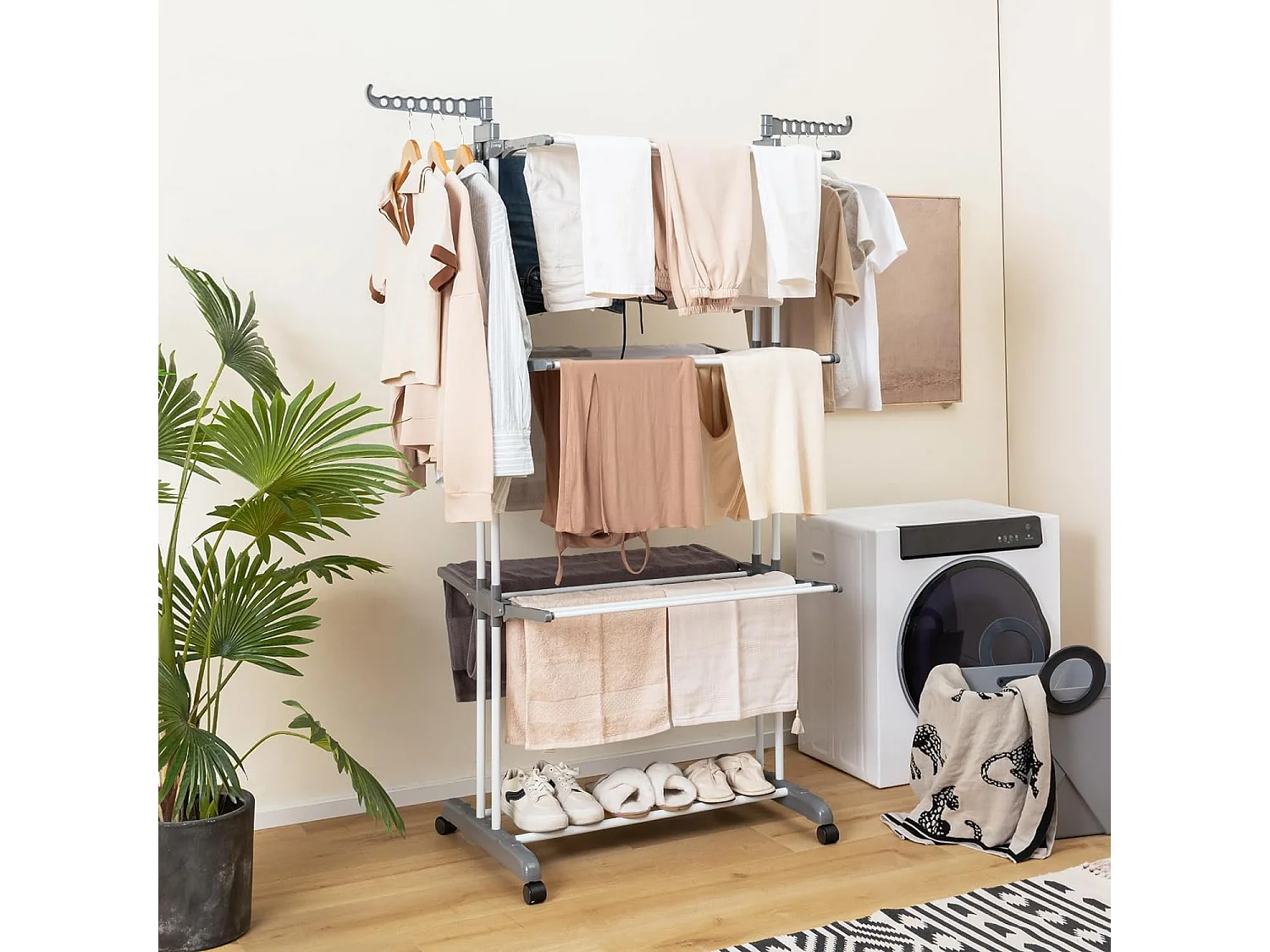 Wäscheständer 4-Stufig mit Rollen