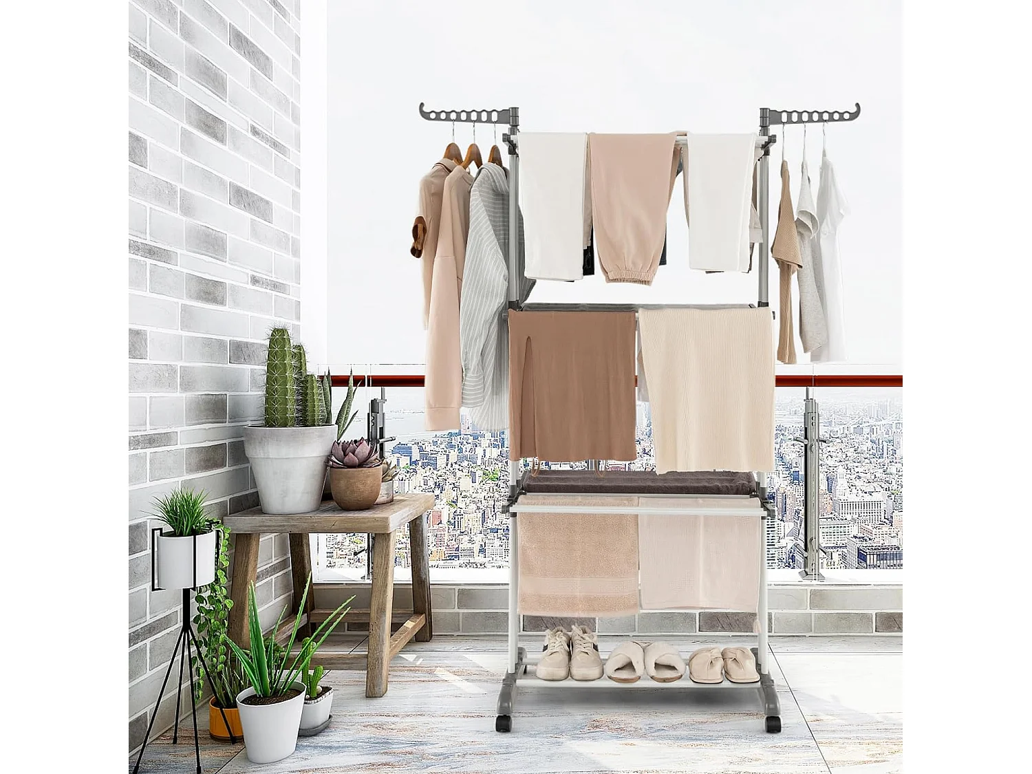 Wäscheständer 4-Stufig mit Rollen