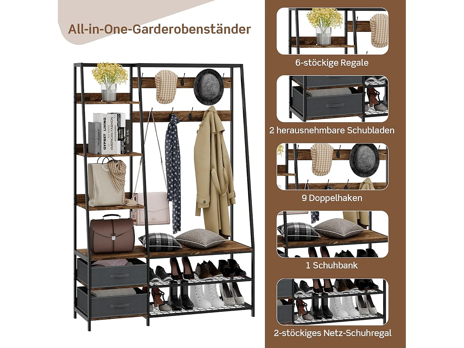 Garderobenständer mit Sitzbank