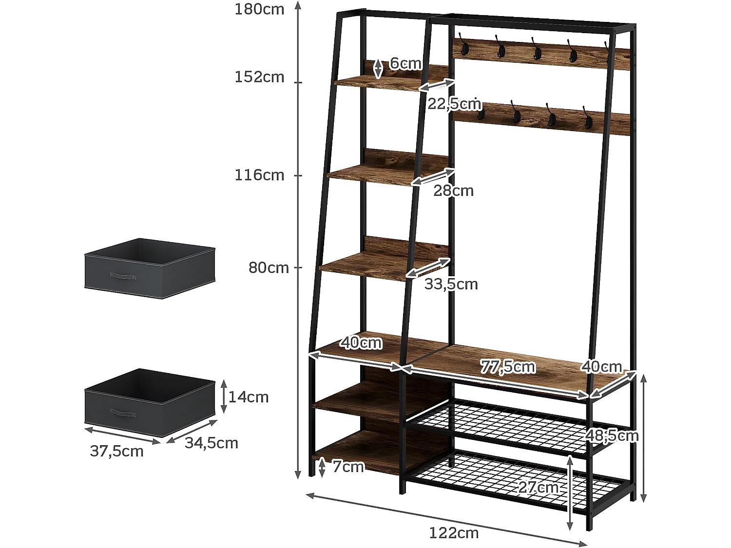 Garderobenständer mit Sitzbank