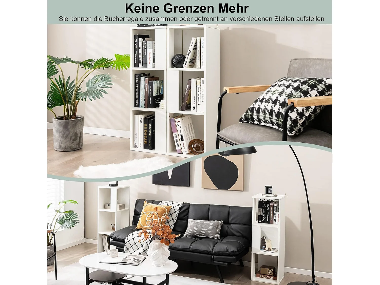 2er Set Bücherregal 3 Ebenen VH32811-4