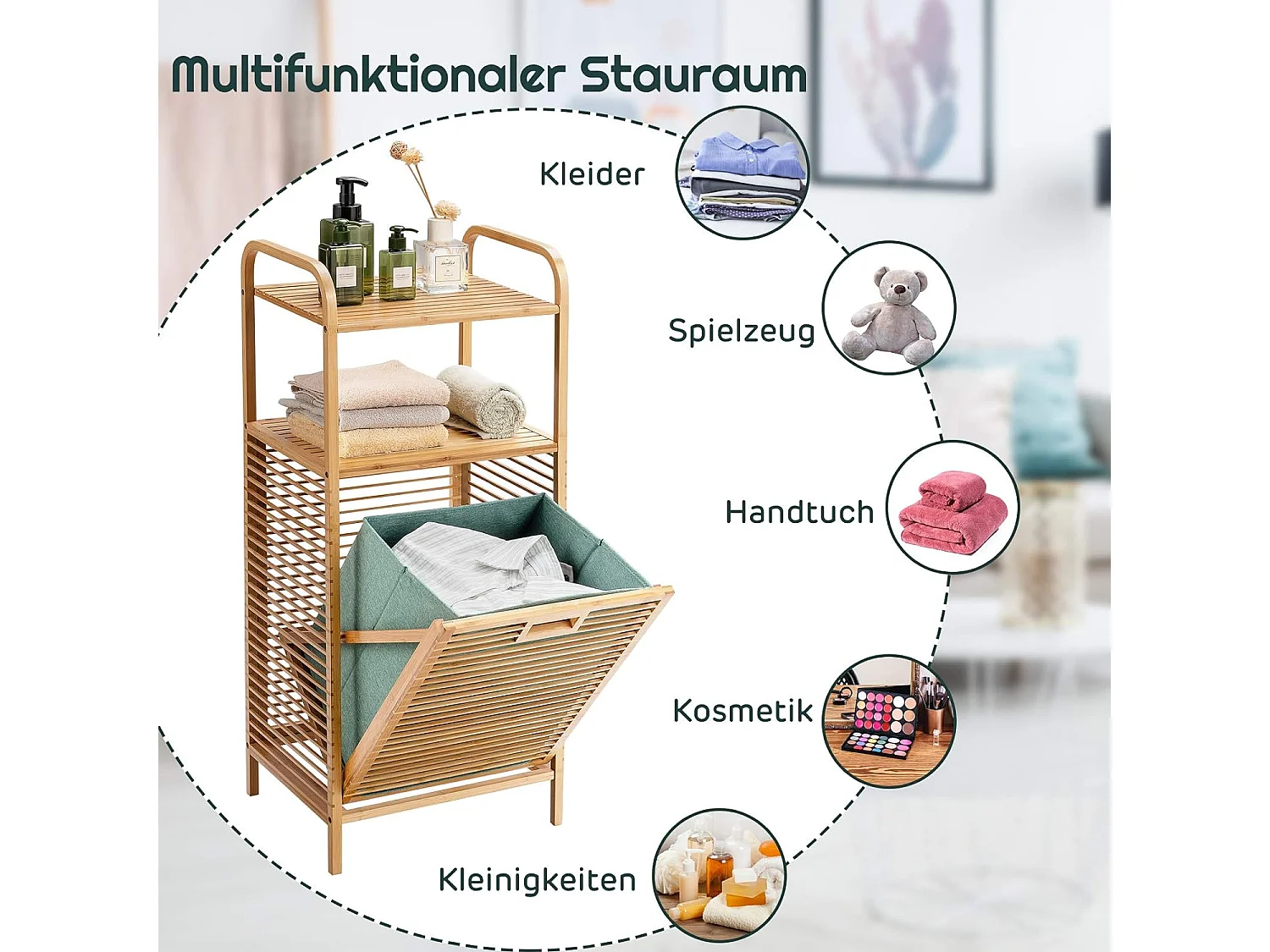 Badregal mit Wäschekorb Korbregal