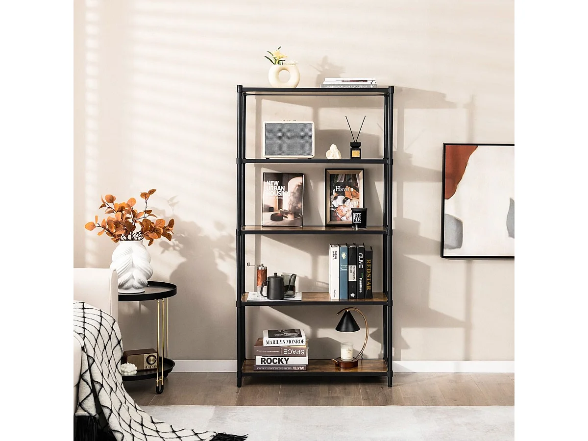 5-Stöckiges Bücherregal Freistehendes Lagerregal 80 x 29 x 154 cm