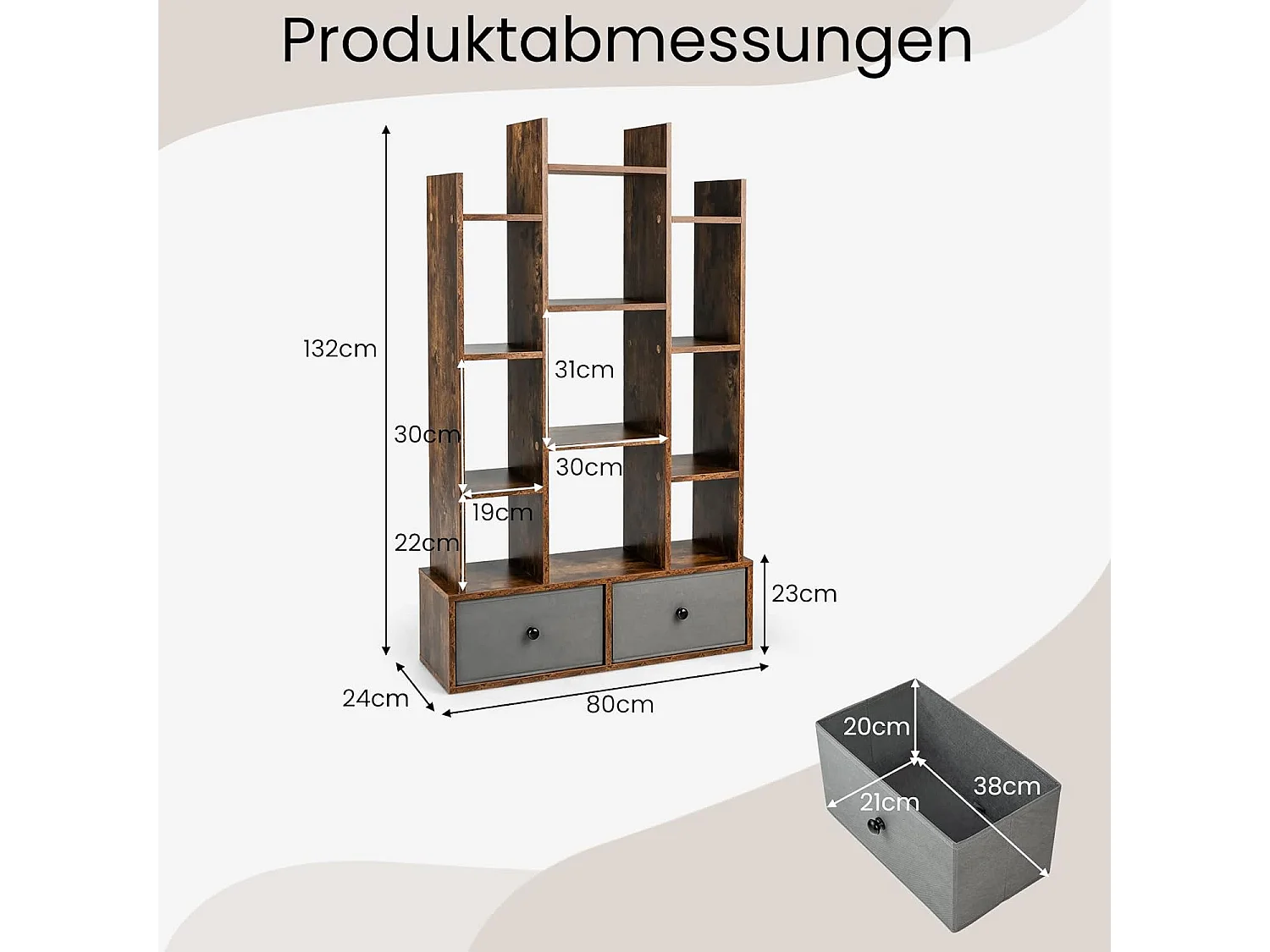 Bücherregal im Baumform mit Schubladen ON32629