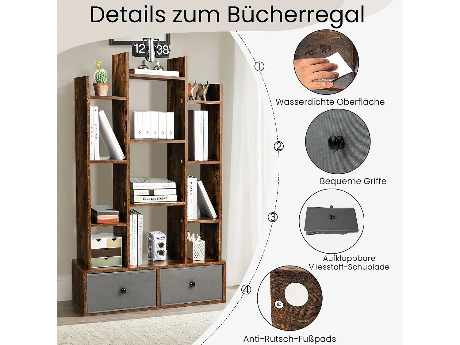 Bücherregal im Baumform mit Schubladen ON32629