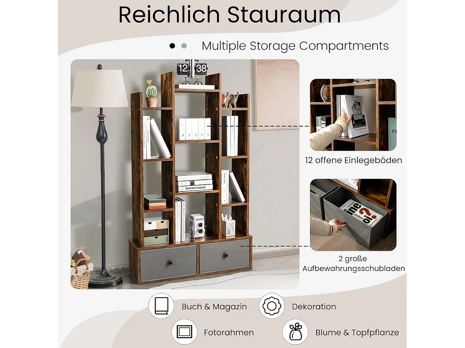Bücherregal im Baumform mit Schubladen ON32629
