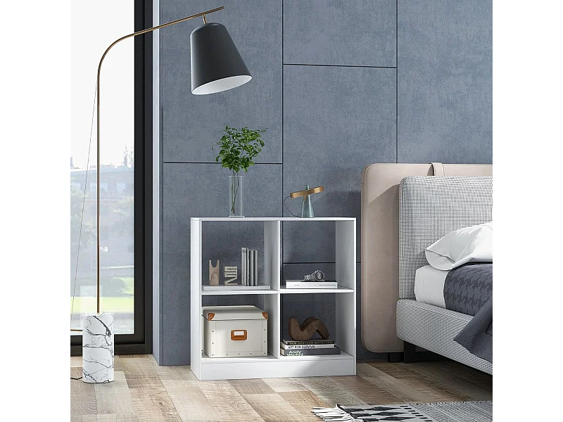 Bücherregal aus Holz mit 4 Fächern Würfelregal & Kippschutz 73 x 33 x 73 cm weiß