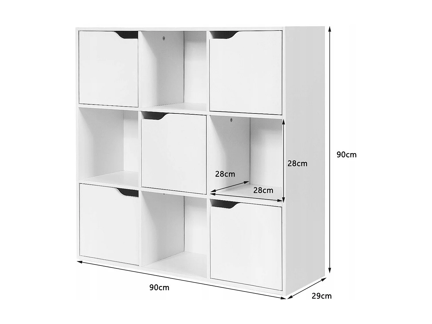 Bibliothèque de Rangement Cube de Rangement 5 avec Portes 90 x 29 x 90 cm Blanc