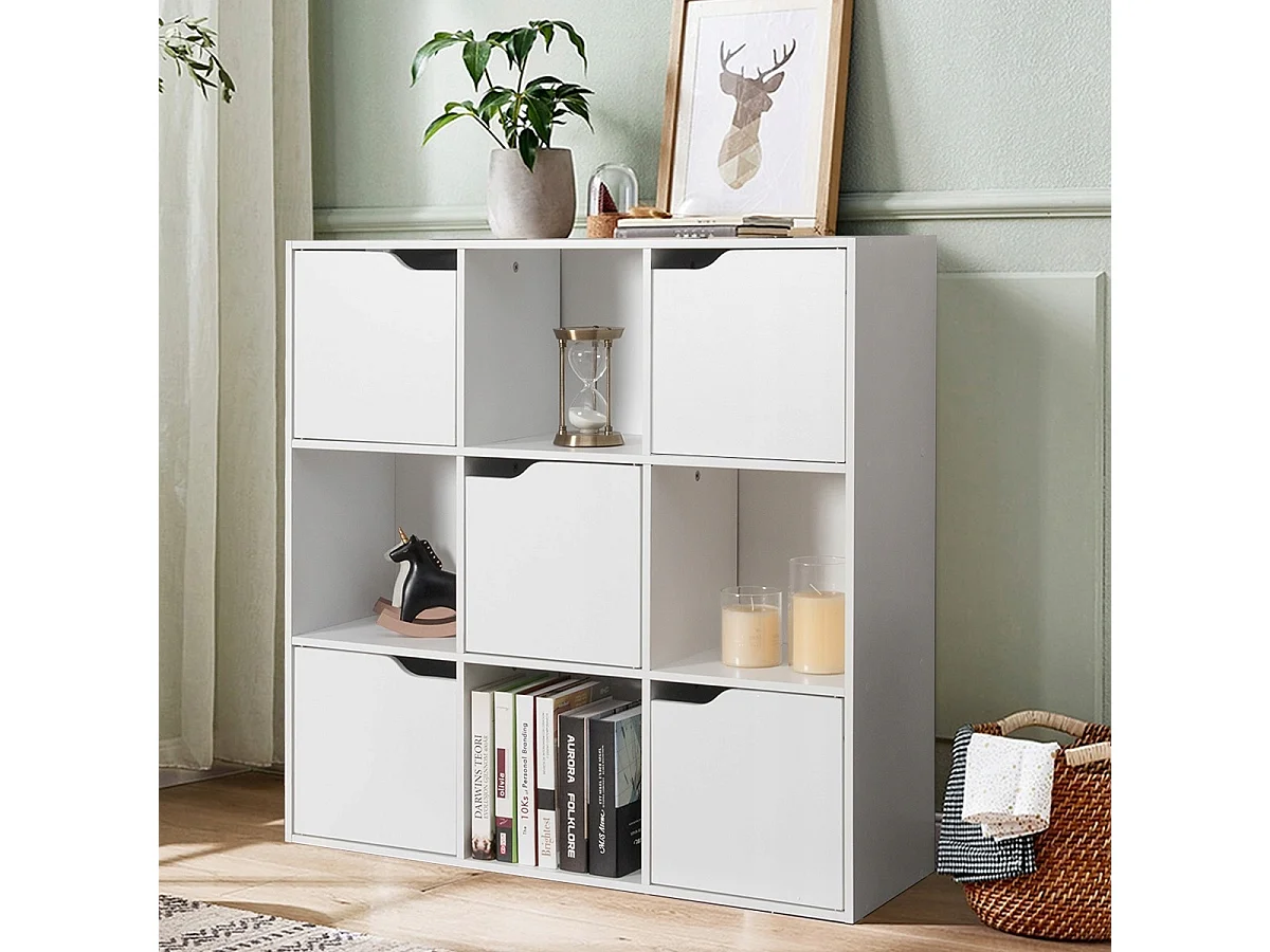 Bibliothèque de Rangement Cube de Rangement 5 avec Portes 90 x 29 x 90 cm Blanc