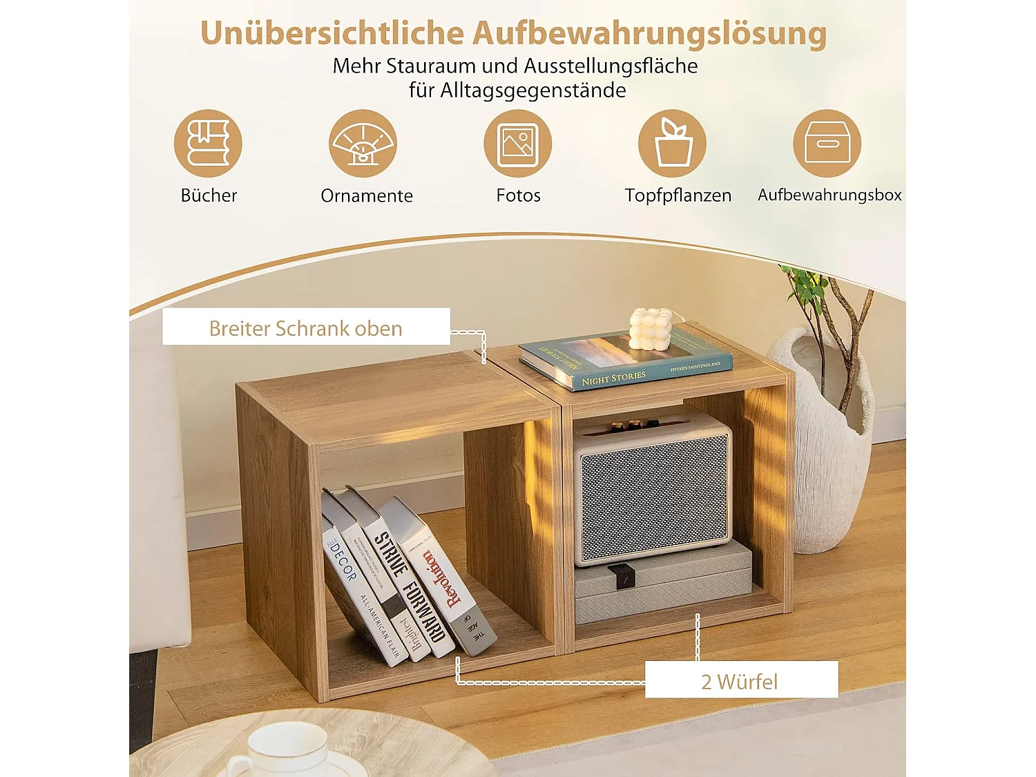 2er Set Würfelregalen Bücherregal