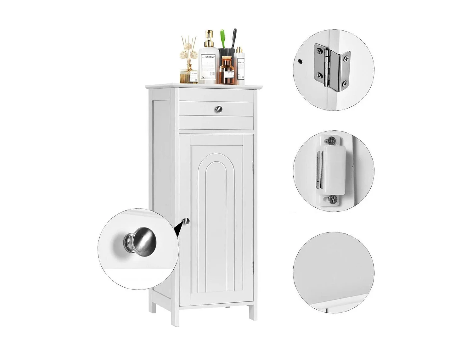 Badezimmer-Bodenschrank Freistehender Schrank mit Schublade Badschrank 35,6 x 30,5 x 88 cm Weiß