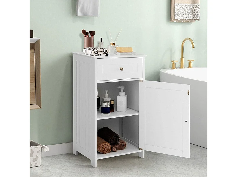 Badezimmerschrank mit Schublade Stehender Badezimmerschrank Weiß