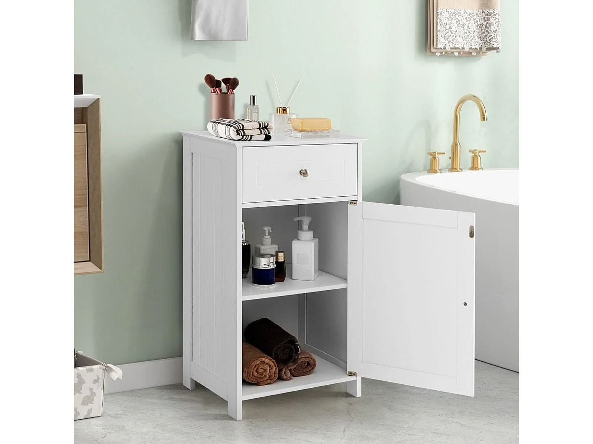 Badezimmerschrank mit Schublade Stehender Badezimmerschrank Weiß