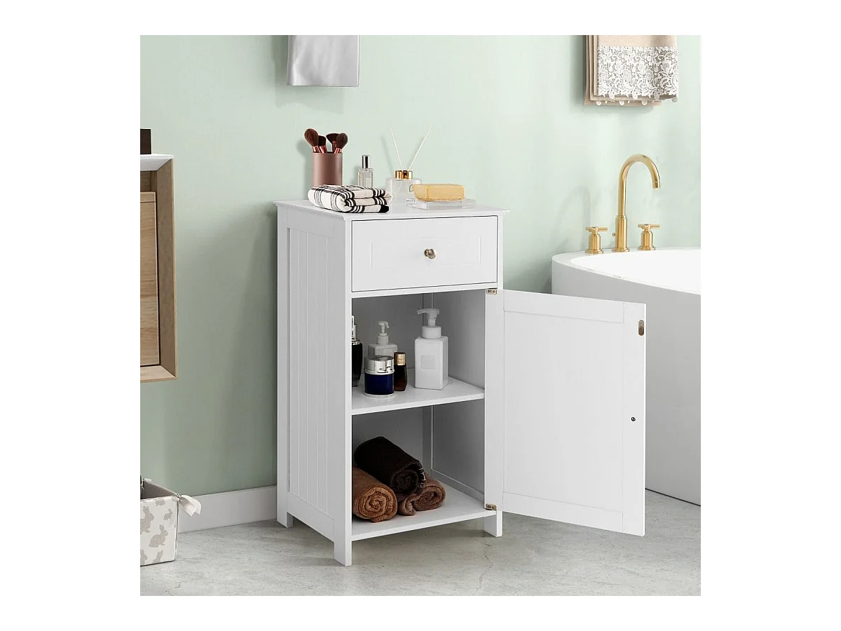Badezimmerschrank mit Schublade Stehender Badezimmerschrank Weiß