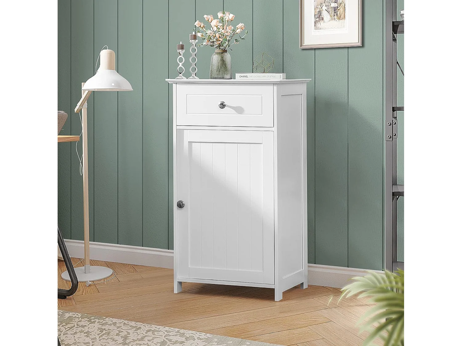 Badezimmerschrank mit Schublade Stehender Badezimmerschrank Weiß