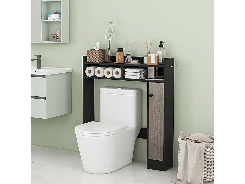 Toilettenschrank Bad Überbauschrank mit Verstellbaren Regalböden Toilettenständer
