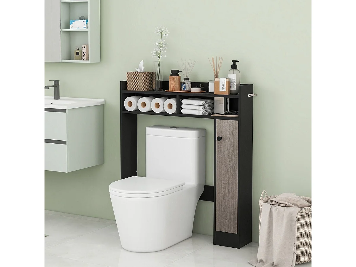 Toilettenschrank Bad Überbauschrank mit Verstellbaren Regalböden Toilettenständer