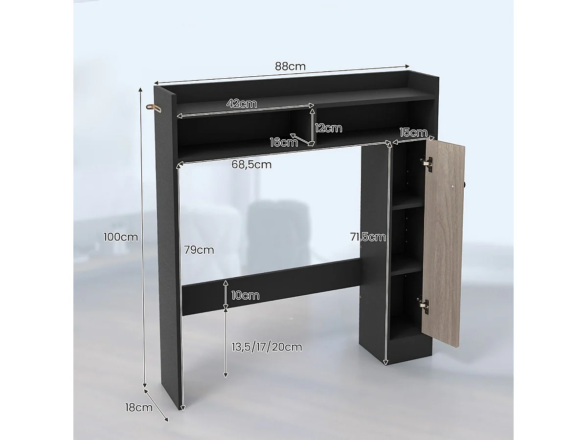 Toilettenschrank Bad Überbauschrank mit Verstellbaren Regalböden Toilettenständer