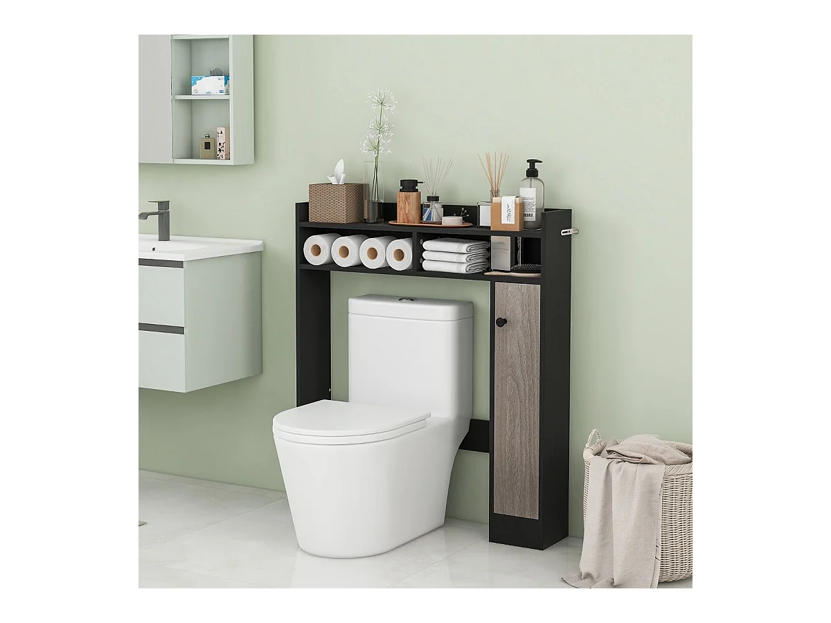 Toilettenschrank Bad Überbauschrank mit Verstellbaren Regalböden Toilettenständer